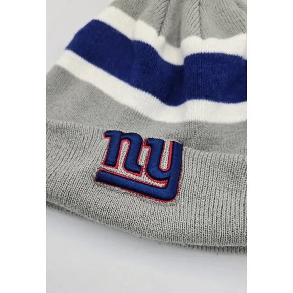 New York Giants Hat Beanie One Size Gray Knit Pom NFL Football - Picture 3 of 6